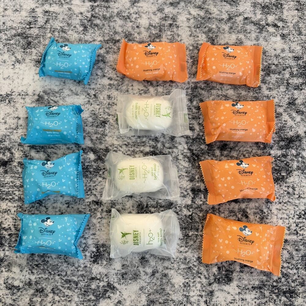 Disney World Resort H2O+ Blushing Blue Orange Bath‎ & Facial Bath Soap Lot Of 12